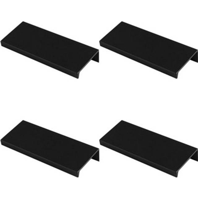 4 pack square edge finger pull handle matt black 100mm slim cupboard drawer