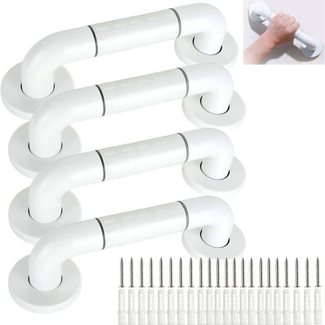 Bathroom Grab Bars Set Of 4, 30 Cm 12 In, Non-Slip, White - Stainless Steel