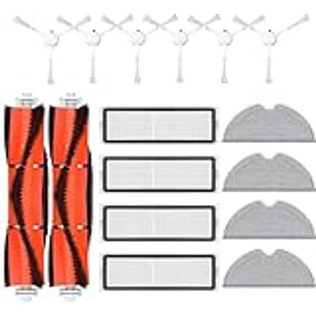 Chuancheng Sidorullsborste filter mopptyg kit för XIAOMI MIJIA 1C STYTJ01ZHM rengöringsmedel, 2 rullborstar, 6 sidoborstar, 4 moppdukar, 4 filter