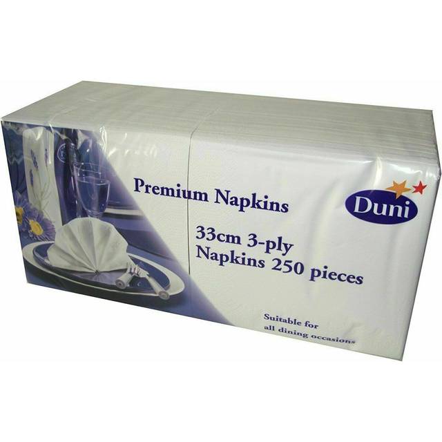 Duni premium 33 x 33cm 3-ply white paper napkins party dinner compostable - 250