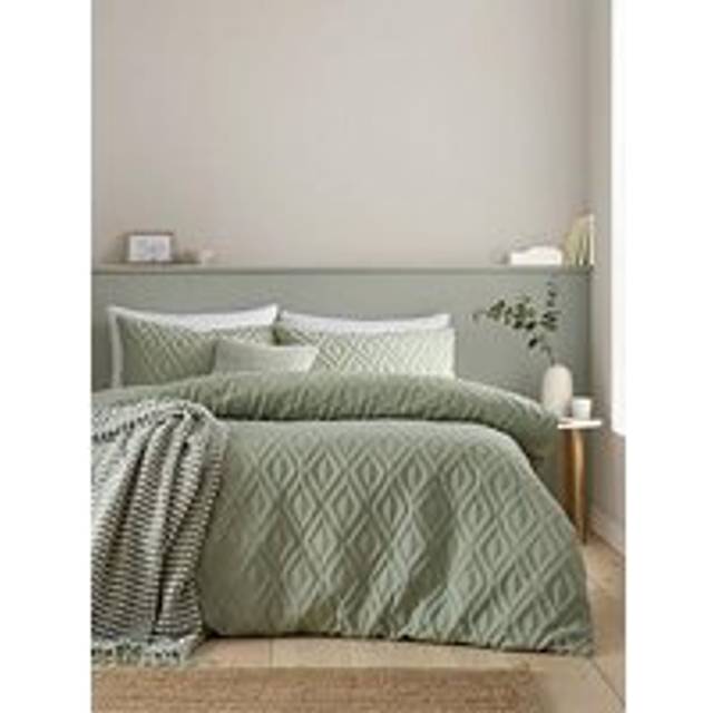 'Jacob Geo' Soft Touch Duvet Cover Set - Light Green - Single
