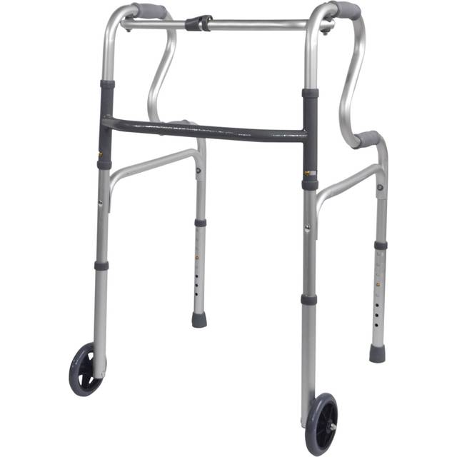 Hi Riser Folding Walking Frame - Wheeled - Silver