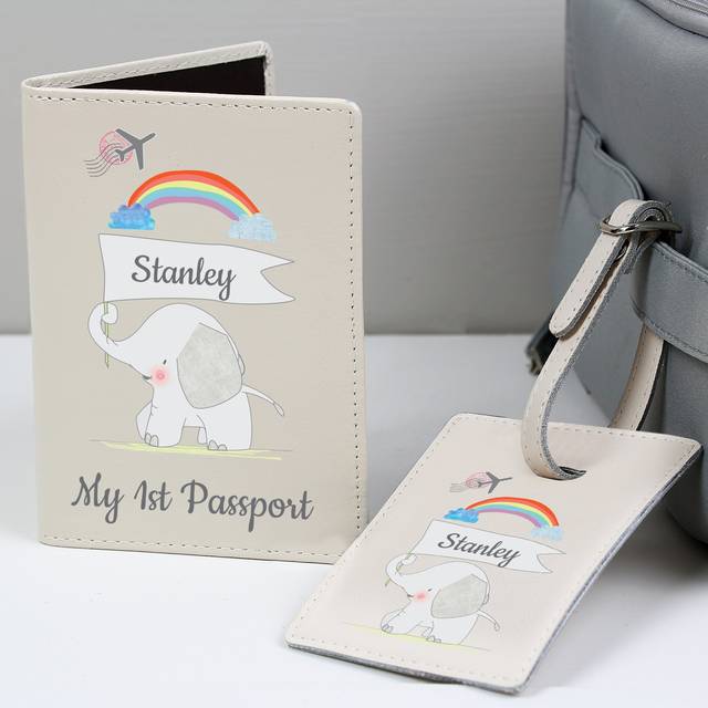 Personalised My 1st Passport Holder and Luggage Tag Set - Cream