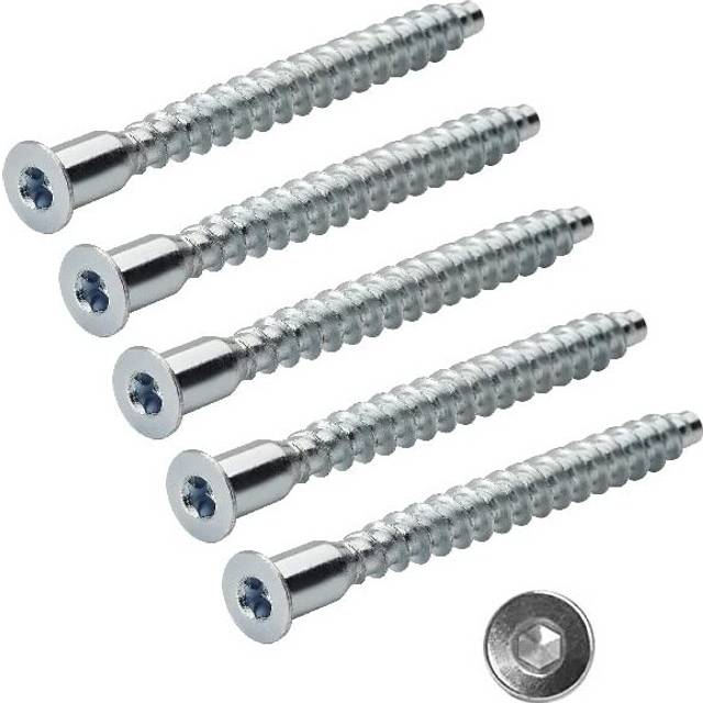 TERF 7.0 X 70mm Confirmat Screw 7.0 X 70mm Hex Allen Key Flat Head Socket Confirmat Screws Use for Flat Pack Wood Chipboard Furniture and Multi