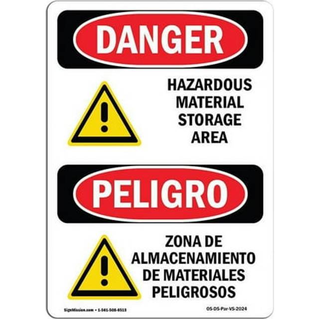 SignMission OS-DS-D-35-VS-2024 OSHA Danger Sign - Hazardous Material Storage Area