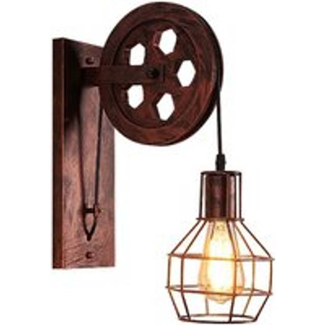 Retro Wall Lamp Creative Vintage Style Wall Light Pulley Wall Sconce For Aisle Corridor E27, Rust