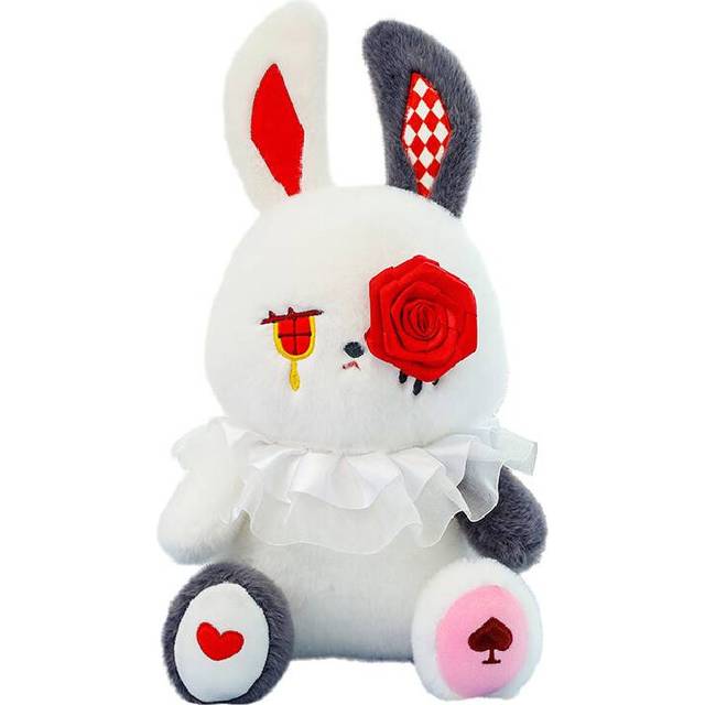 (Red, 21cm/8.27in) Bunny Plush Toy Stuffed Rabbit Flower Eyes Doll Shed Tears Kids Gift Pp Cotton