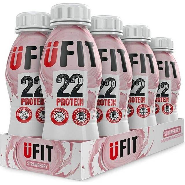 UFIT High 22g Protein Shake, No Added Sugar, Low Fat Ã¢ÂÂ Strawberry Flavour Ready To Drink (Pack of 8 x 310ml)