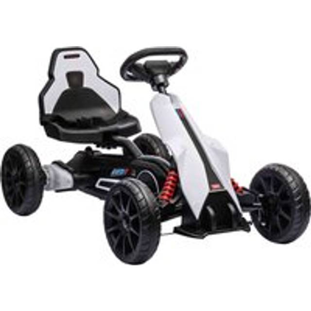 HOMCOM 12V Electric Go Kart w/ Forward Reversing 2 Speeds for 3-8 Yrs White, White