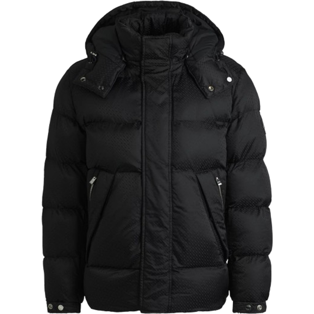 Hugo Boss, Jacka, Herr, L, Vattenavvisande vadderad jacka med jacquardmönster - black (L)