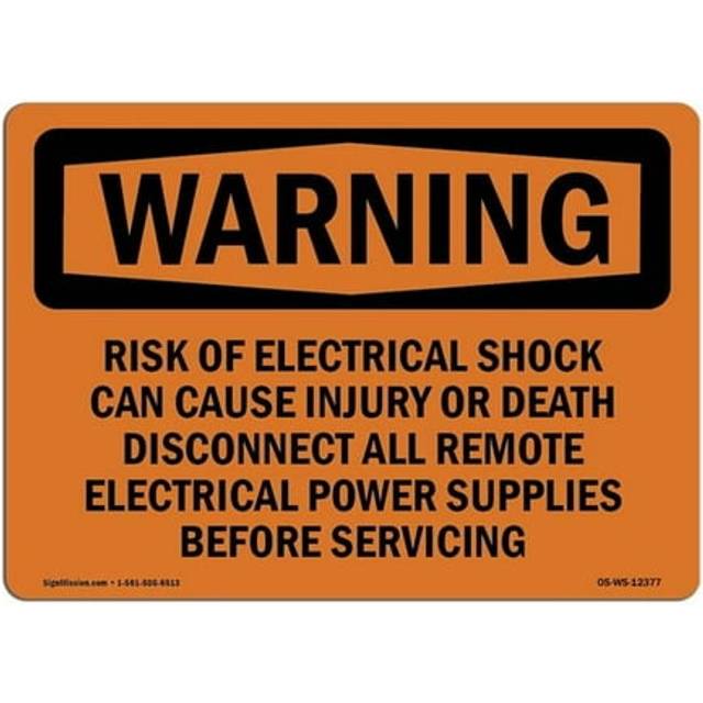 SignMission OS-WS-A-710-L-12377 7 x 10 in. OSHA Warning Sign - Risk of Electrical Shock Can Cause Injury
