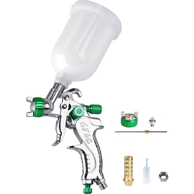 (green 0.8MM US) Mini G2008 Professional  HVLP Spray Gun 0.8/1.0mm Nozzle Gravity Airbrush