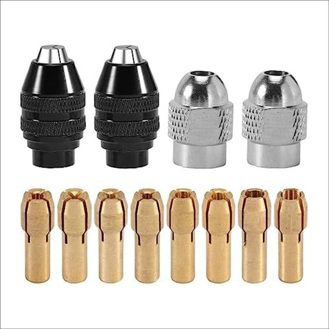 12Pcs 0.8-3.2mm Keyless Drill Chuck Collet Set 1/32 to 1/8In Replacement,Rotary Tool Sanding Drum 8 Sizes,Drill Tool Set