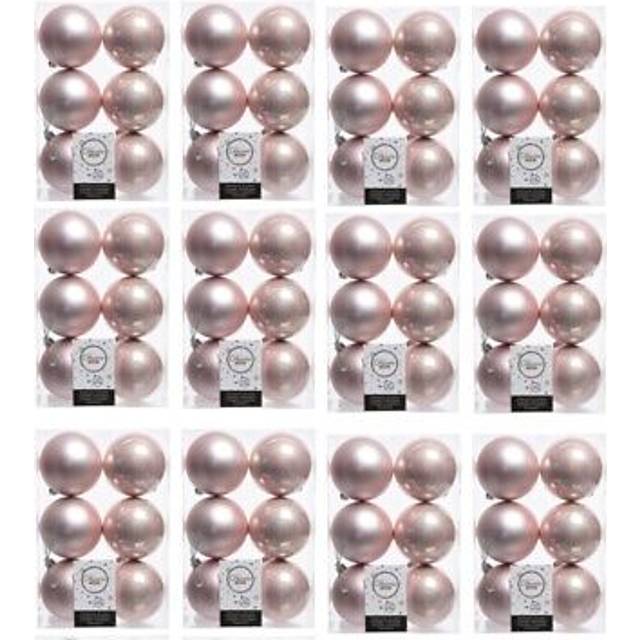 144 Blush Pink Christmas Baubles Shatterproof Tree Decor 6cm Rose Gold