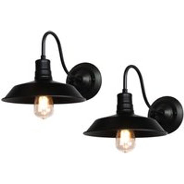 Norcks - Retro Antique Wall Sconce Iron Wrought Metal Wall Light Creative Nostalgic Industrial Wall Lamp For Cafe Office Black 26Cm(2X)