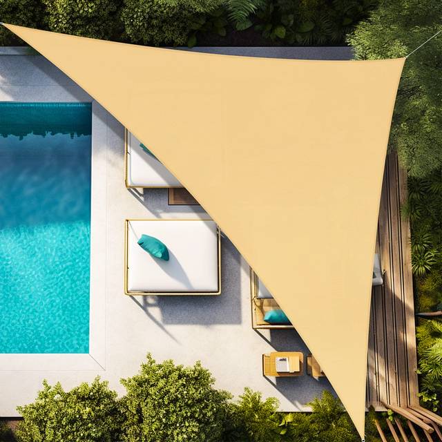 Artpuch 8x8x8 Sun Shade Sail Curved Commercial Outdoor Shade Cover Sand Triangle Heavy Duty Permeable 185GSM Backyard Shade C