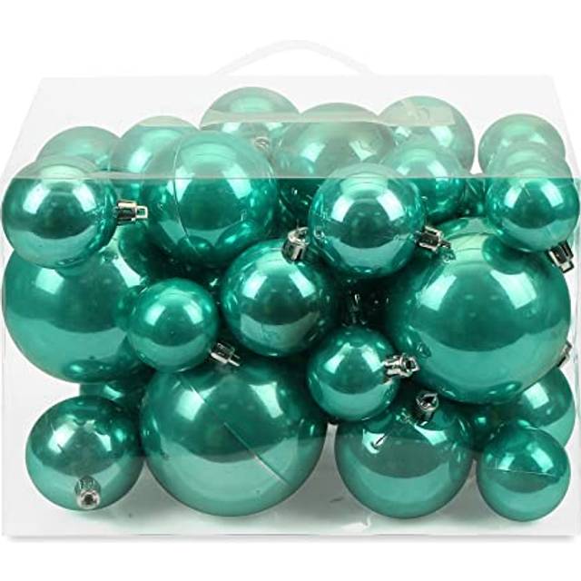 AMS 40ct Christmas Ball Plated Ornaments Tree Collection for Holiday Wedding Party Decoration40ct Pearl, Turquoise