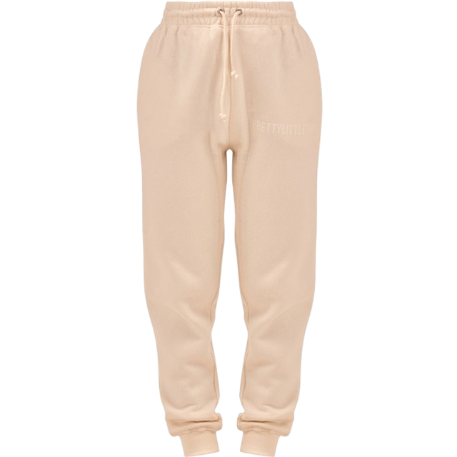 PRETTYLITTLETHING Off White High Waisted Washed Cuffed Joggers, Off White