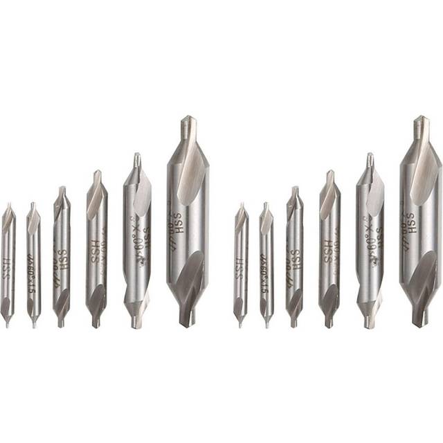 12 PCS HSS Combined Center Drills Bit Set Countersink 60 Degree Angle 5/3/2.5/2/1.5/1 mm