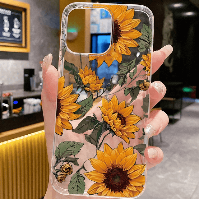 SHEIN Summer Spring Apple Sunflower Print Transparent Phone Case Compatible With IPhone
