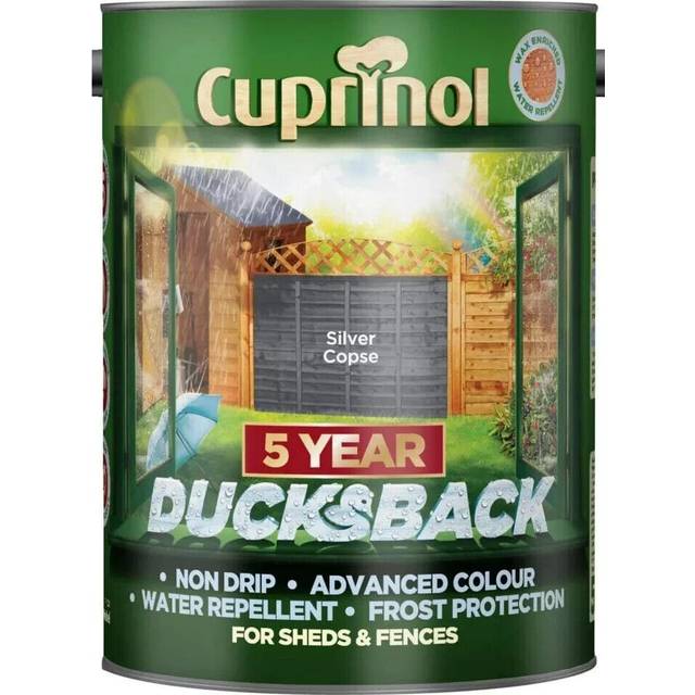 Cuprinol 5 year ducksback garden shed fence paint 5l silver copse