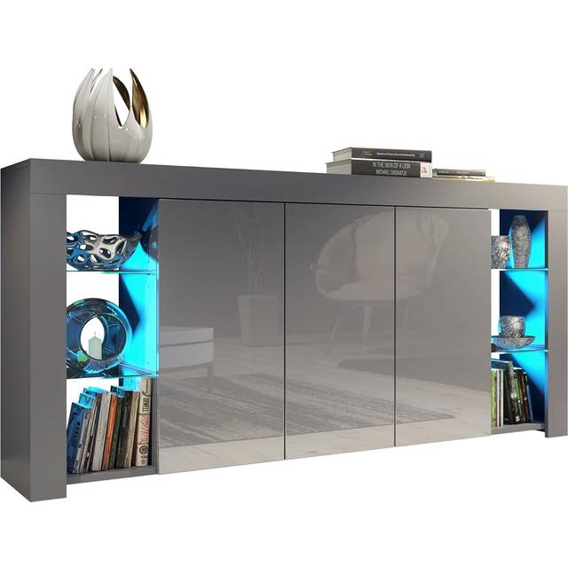 Eden 164cm Sideboard LED - Dark Grey Gloss Doors