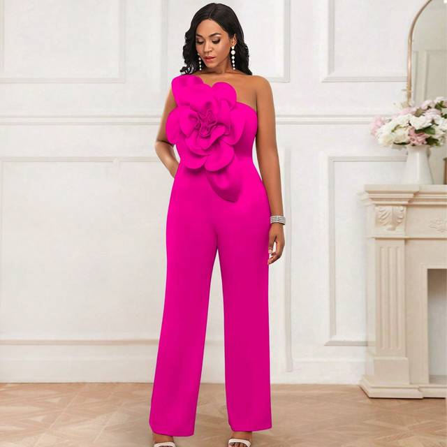 SHEIN 3D Floral Pattern Sleeveless Elegant Jumpsuit For Formal Occasions