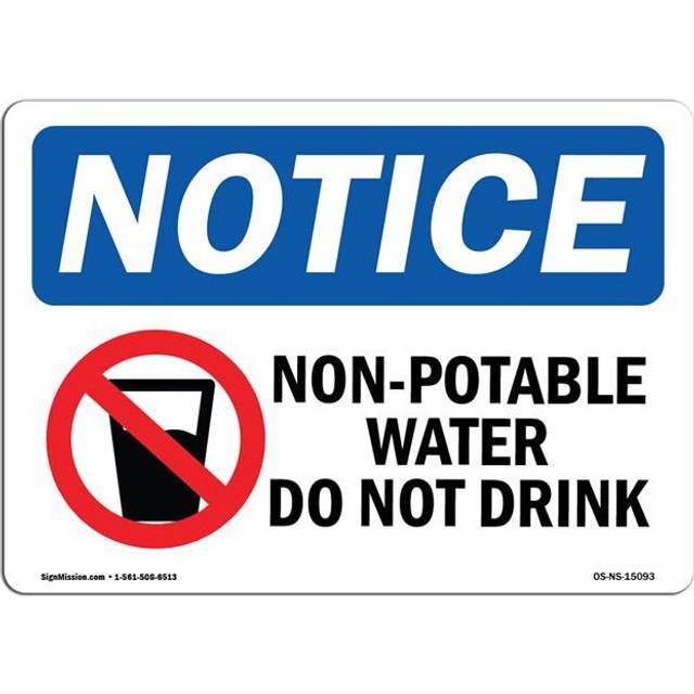 SignMission OS-NS-D-1218-L-15093 OSHA Notice Sign - Non-Potable Water Do Not Drink Sign with Symbol