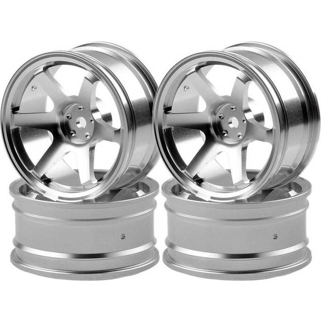 4P Aluminum Alloy6 Spoke Wheel Rim for RC 1/10 On-Road 1052 Drift Sakura TE37+,Silver