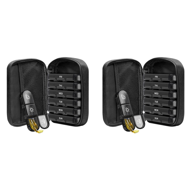 2X Weekly Pill Organizer Case 3 Times One Day Portable Travel Pill Box with Canvas Bag for Vitamins Medicine