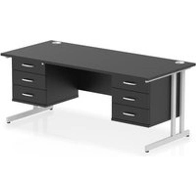 Impulse 1800x800 Desk Black/Silver Cantilever Leg 2x3 Drawer Fixed Ped
