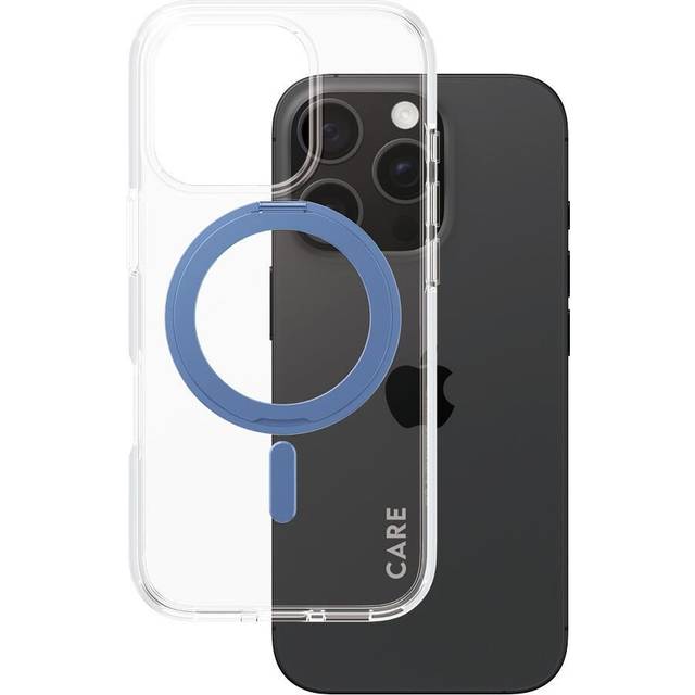 CARE by PanzerGlass iPhone 16 Pro Feature Kickstand Skal - MagSafe Kompatibel - Transparent / Coronet Blue