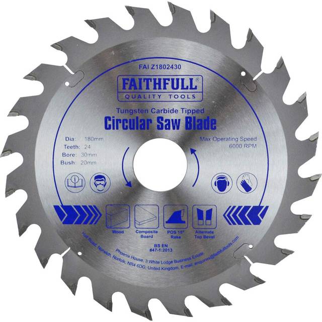 FAIZ1802430 TCT Circular Saw Blade 180 mm x 30 mm Bore x 24 Teeth