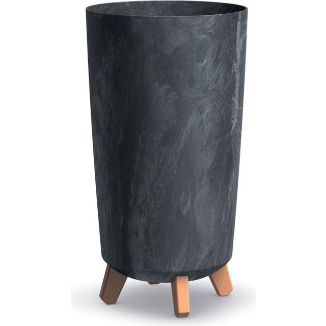 (240mm , Anthracite ) Tall Slim Concrete Look Plastic Planter Flower Soil Pot Indoor Outdoor With Legs