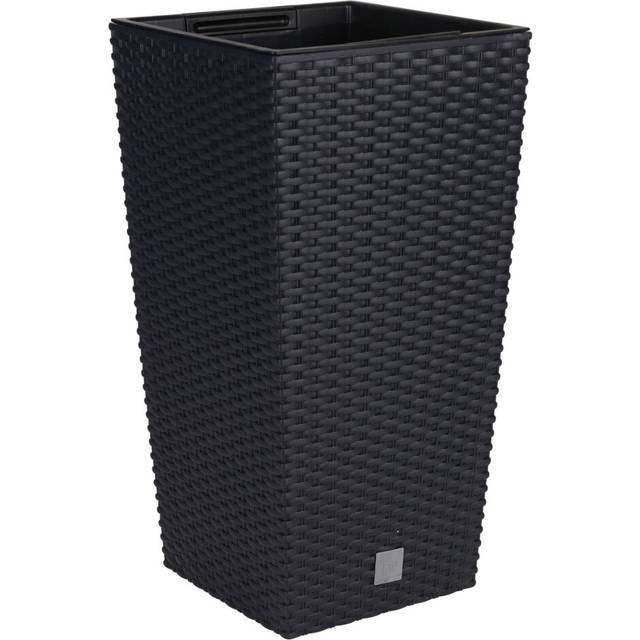 (Black, 2) Square Elegant Tall Large Plant Pot Indoor Outdoor [Large]