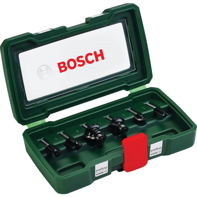 "Bosch 6-Piece Hard Metal Router Bit Set (for Wood, Shank ? 1/4"", Accessory Routers)"