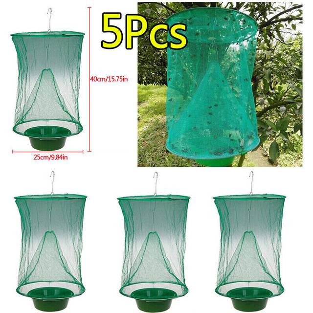 5Pcs Reusable Ranch Fly Killer Cage Net Trap Insert Bug Pest Hanging