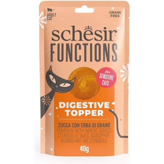 Schesir Cat Adult Special Functions Digestive Topper Pumpa & Vetegr&auml;s 40 g