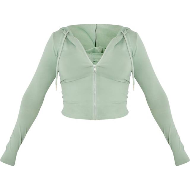 Shape Sage Green Sculpted Zip Through Hoodie, Sage Green - 6