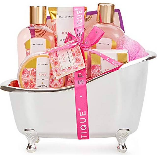 Spa Luxetique Spa Gift Set, Pamper Gifts for Women, 8pcs Rose Bath Gift Set with Body Lotion, Body Butter, Bath Bombs, Bath Gift Sets for Women,