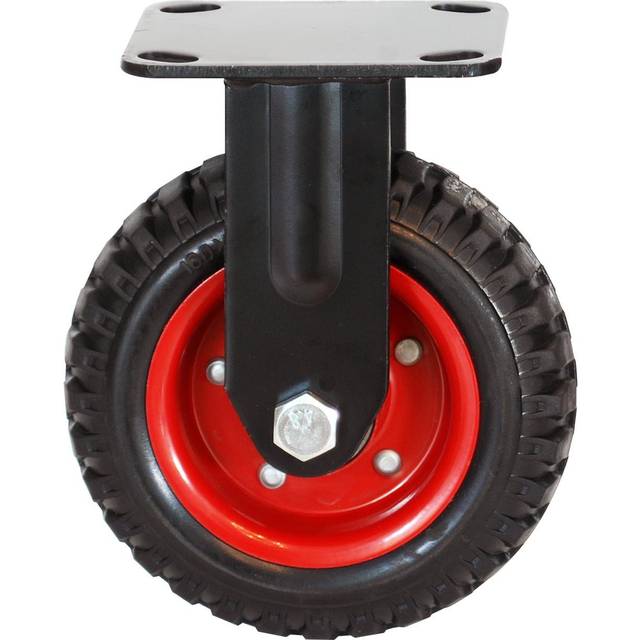 POWERTEC 6 Inch Caster Wheels  Heavy Duty Fixed Plate Casters with Rubber Knobby Tread for Workbench  Dolly  Cart  Trolley  Wagon and Chicken Coop  La