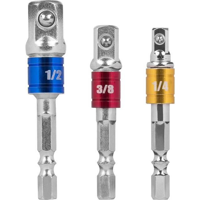 "Impact Socket Adapter Set 3"" Extension bit, Turns Power Drill Into High Speed Nut Driver 3 Pcs, 1/4"", 3/8"", and 1/2"" Drive, Power Drill Socket"