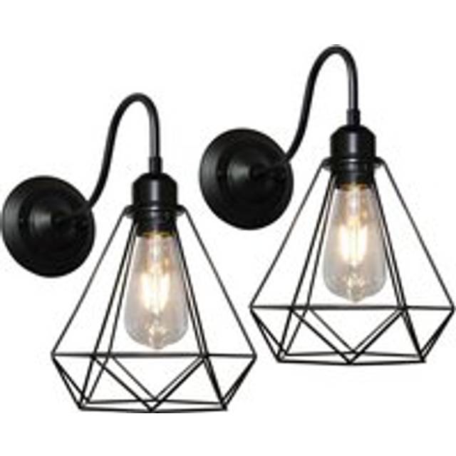 Norcks - 2PCS Creative Diamond Wall Lamp Retro Antique Wall Light Industrial Wall Light Iron Metal Wall Sconce Black