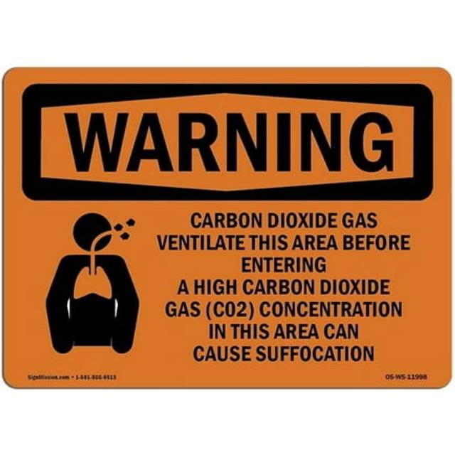 SignMission OS-WS-A-1014-L-11998 10 x 14 in. OSHA Warning Sign - Carbon Dioxide Gas Ventilate with Symbol