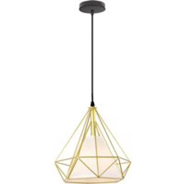 Industrial Pendant Lights 25CM Gold, Vintage Diamond Shape Pendant Lights Iron Cage Ceiling Light E27 For Kitchen Dining Room Bar