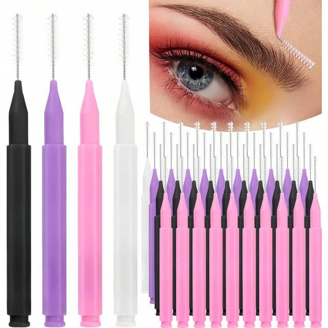 SHEIN 20pcs/50pcs Disposable Mini Eyebrow Brush Lightweight Eyebrow Lifting Brushes Micro Eyelash Brush Applicator Tool Portable Eyebrow Perm Brush
