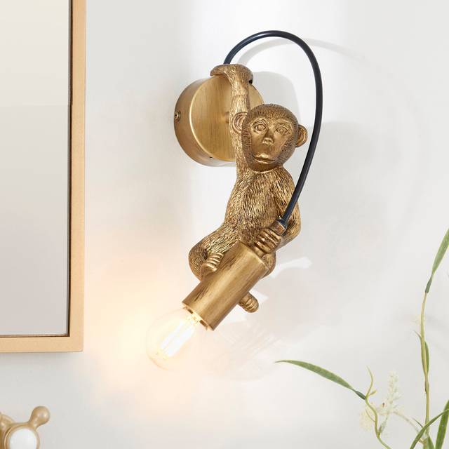 Odisha Monkey Bathroom Wall Light - Gold