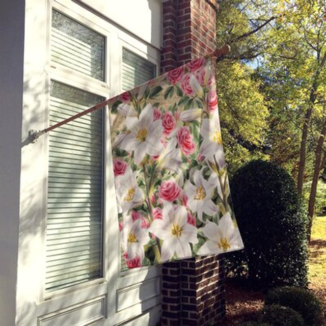 Caroline's Treasures ASAD115CHF Lilies and Roses by Sarah Adams Canvas House Flag  Large  Multicolor