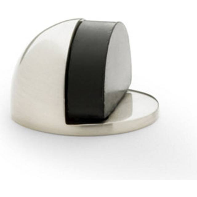 Loops Rubber Tip Floor Mounted Oval Doorstop 44 X 28mm Satin Nickel Half Moon Stopper - One Size