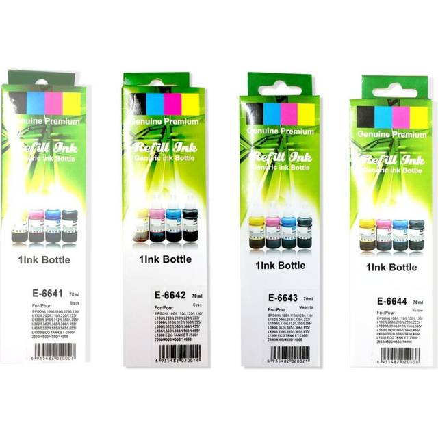 Compatible  Full Set Of 4 Refill Ink Bottles 4x70ml For Epson L1300 L310 L312 L350 L355 L360
